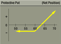 Protective Put (Married Put) Strategy Net Position Graph